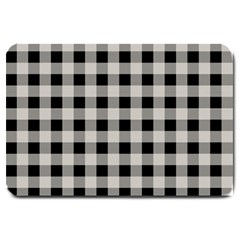 Black And White Buffalo Plaid Large Doormat  by SpinnyChairDesigns