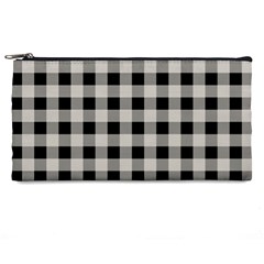 Black And White Buffalo Plaid Pencil Case by SpinnyChairDesigns