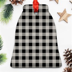 Black And White Buffalo Plaid Ornament (bell) by SpinnyChairDesigns