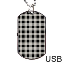 Black And White Buffalo Plaid Dog Tag Usb Flash (one Side) by SpinnyChairDesigns