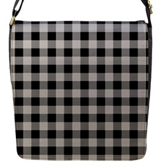 Black And White Buffalo Plaid Flap Closure Messenger Bag (s) by SpinnyChairDesigns