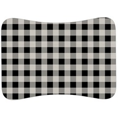 Black And White Buffalo Plaid Velour Seat Head Rest Cushion by SpinnyChairDesigns