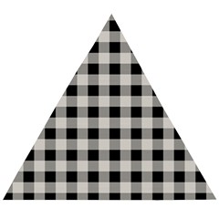 Black And White Buffalo Plaid Wooden Puzzle Triangle by SpinnyChairDesigns