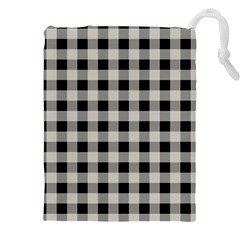 Black And White Buffalo Plaid Drawstring Pouch (5xl) by SpinnyChairDesigns