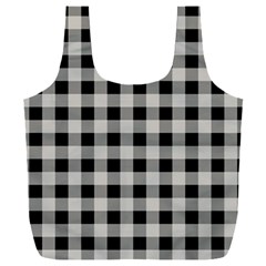 Black And White Buffalo Plaid Full Print Recycle Bag (xxxl) by SpinnyChairDesigns