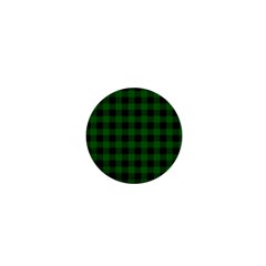 Black Dark Green Buffalo Plaid 1  Mini Buttons by SpinnyChairDesigns