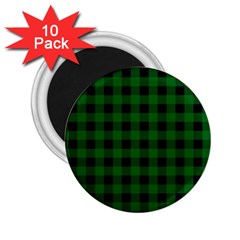 Black Dark Green Buffalo Plaid 2 25  Magnets (10 Pack)  by SpinnyChairDesigns