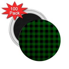 Black Dark Green Buffalo Plaid 2 25  Magnets (100 Pack)  by SpinnyChairDesigns