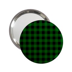 Black Dark Green Buffalo Plaid 2 25  Handbag Mirrors by SpinnyChairDesigns