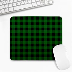 Black Dark Green Buffalo Plaid Large Mousepads by SpinnyChairDesigns