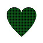 Black Dark Green Buffalo Plaid Heart Magnet Front