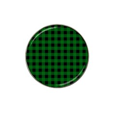 Black Dark Green Buffalo Plaid Hat Clip Ball Marker (4 Pack) by SpinnyChairDesigns