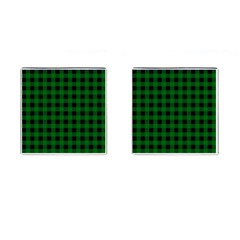 Black Dark Green Buffalo Plaid Cufflinks (square) by SpinnyChairDesigns