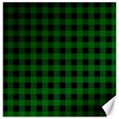 Black Dark Green Buffalo Plaid Canvas 12  X 12  by SpinnyChairDesigns