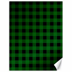 Black Dark Green Buffalo Plaid Canvas 18  X 24  by SpinnyChairDesigns