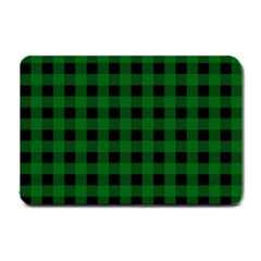 Black Dark Green Buffalo Plaid Small Doormat  by SpinnyChairDesigns