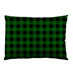 Black Dark Green Buffalo Plaid Pillow Case by SpinnyChairDesigns