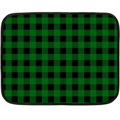 Black Dark Green Buffalo Plaid Fleece Blanket (mini) by SpinnyChairDesigns