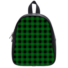 Black Dark Green Buffalo Plaid School Bag (small) by SpinnyChairDesigns