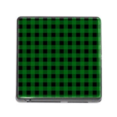 Black Dark Green Buffalo Plaid Memory Card Reader (square 5 Slot) by SpinnyChairDesigns