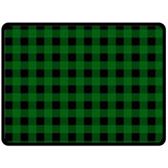 Black Dark Green Buffalo Plaid Fleece Blanket (large)  by SpinnyChairDesigns