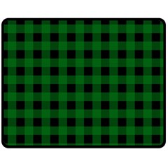 Black Dark Green Buffalo Plaid Fleece Blanket (medium)  by SpinnyChairDesigns