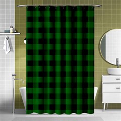 Black Dark Green Buffalo Plaid Shower Curtain 48  X 72  (small)  by SpinnyChairDesigns