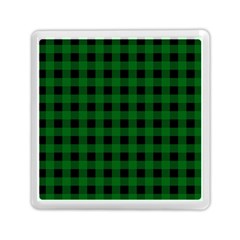 Black Dark Green Buffalo Plaid Memory Card Reader (square) by SpinnyChairDesigns