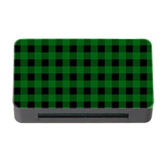 Black Dark Green Buffalo Plaid Memory Card Reader With Cf by SpinnyChairDesigns