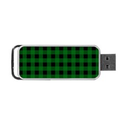 Black Dark Green Buffalo Plaid Portable Usb Flash (one Side) by SpinnyChairDesigns