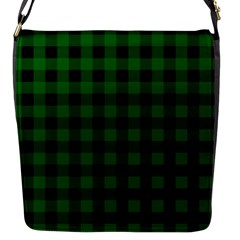 Black Dark Green Buffalo Plaid Flap Closure Messenger Bag (s) by SpinnyChairDesigns