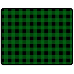 Black Dark Green Buffalo Plaid Double Sided Fleece Blanket (medium)  by SpinnyChairDesigns