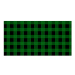 Black Dark Green Buffalo Plaid Satin Shawl by SpinnyChairDesigns