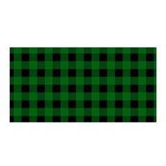 Black Dark Green Buffalo Plaid Satin Wrap by SpinnyChairDesigns