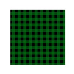 Black Dark Green Buffalo Plaid Small Satin Scarf (square) by SpinnyChairDesigns