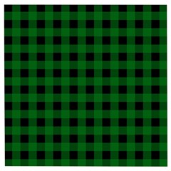 Black Dark Green Buffalo Plaid Wooden Puzzle Square by SpinnyChairDesigns