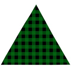 Black Dark Green Buffalo Plaid Wooden Puzzle Triangle by SpinnyChairDesigns