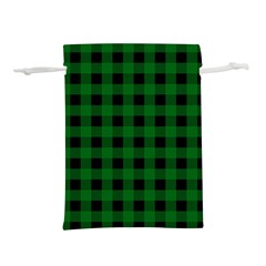 Black Dark Green Buffalo Plaid Lightweight Drawstring Pouch (s) by SpinnyChairDesigns