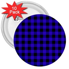 Dark Blue Black Buffalo Plaid 3  Buttons (10 Pack)  by SpinnyChairDesigns