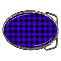 Dark Blue Black Buffalo Plaid Belt Buckles by SpinnyChairDesigns