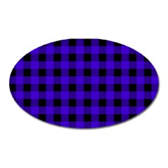 Dark Blue Black Buffalo Plaid Oval Magnet by SpinnyChairDesigns