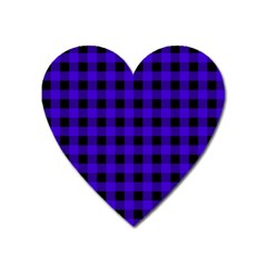 Dark Blue Black Buffalo Plaid Heart Magnet by SpinnyChairDesigns