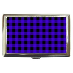 Dark Blue Black Buffalo Plaid Cigarette Money Case by SpinnyChairDesigns