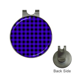 Dark Blue Black Buffalo Plaid Hat Clips With Golf Markers by SpinnyChairDesigns