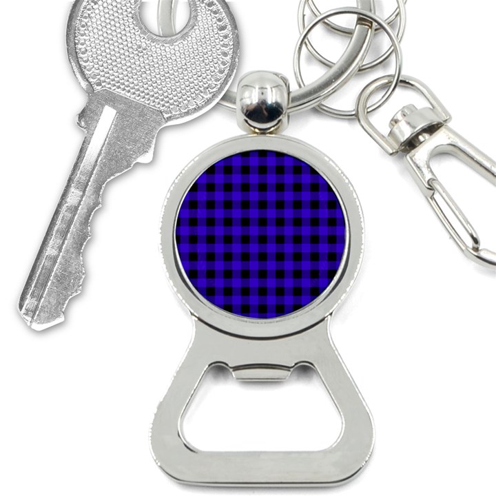 Dark Blue Black Buffalo Plaid Bottle Opener Key Chain