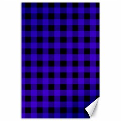 Dark Blue Black Buffalo Plaid Canvas 24  X 36  by SpinnyChairDesigns