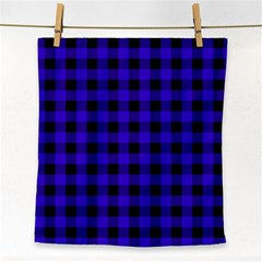 Dark Blue Black Buffalo Plaid Face Towel by SpinnyChairDesigns