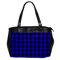 Dark Blue Black Buffalo Plaid Oversize Office Handbag by SpinnyChairDesigns