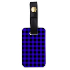 Dark Blue Black Buffalo Plaid Luggage Tag (one Side) by SpinnyChairDesigns