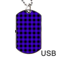 Dark Blue Black Buffalo Plaid Dog Tag Usb Flash (one Side) by SpinnyChairDesigns